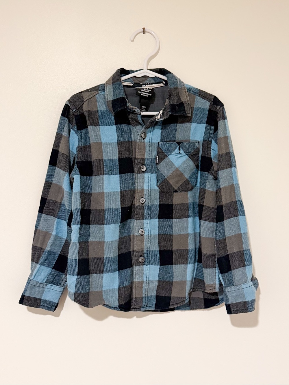Shaun White Blue & Black Plaid Button-Up Flannel